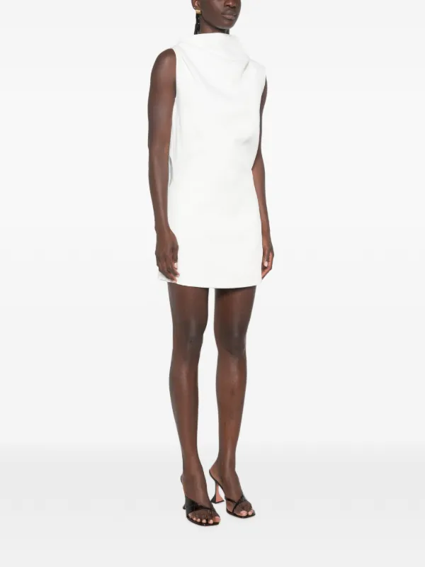 khaite white mini dress KHAITE Astor cowl-neck Mini Dress | White