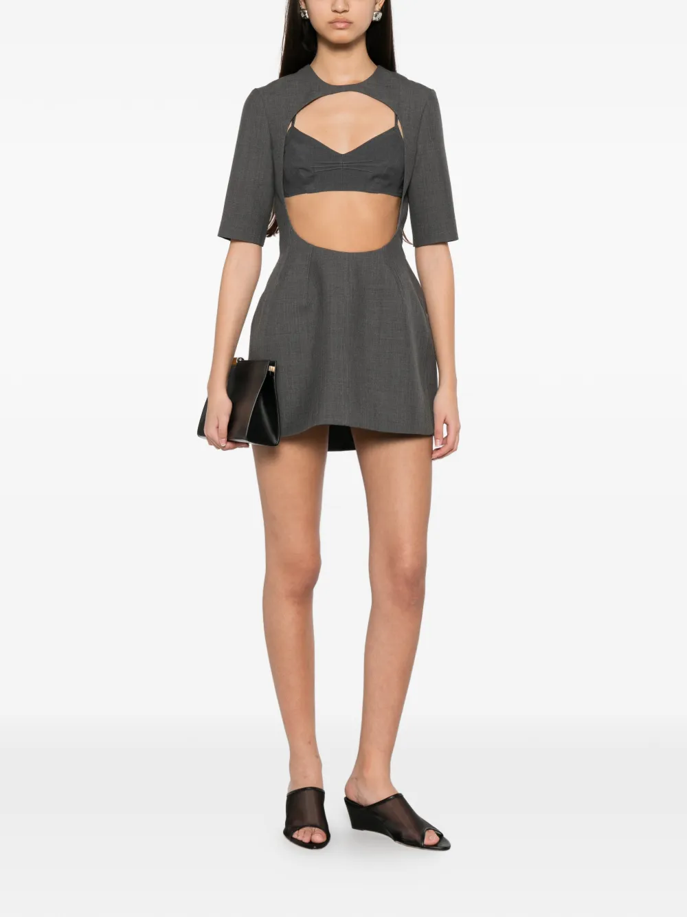 Jil Sander Mini-jurk met korte mouwen Grijs