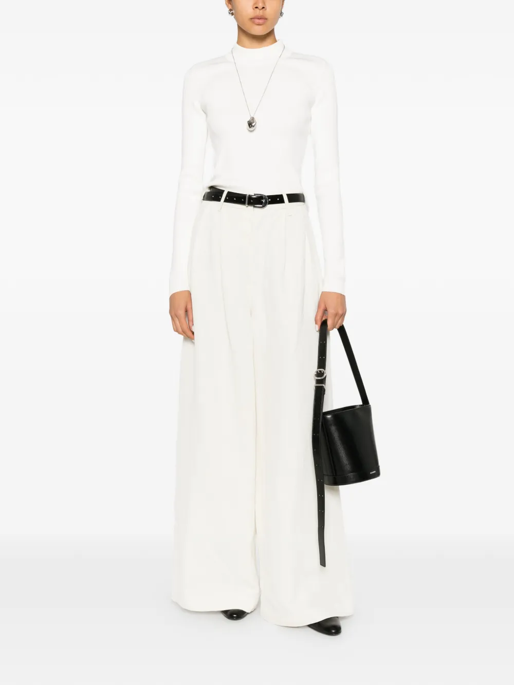 Jil Sander Technische trui met ronde hoge hals Wit