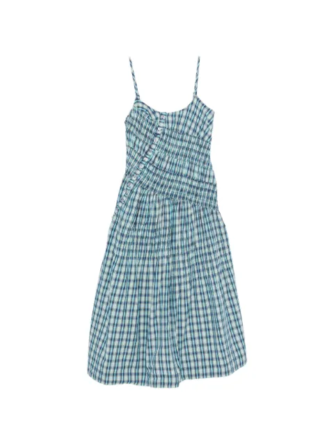 DAMSON MADDER Lyra shirred checked midi dress