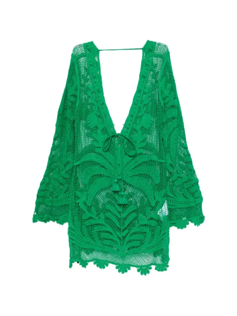 FARM Rio crochet-knit tassel-detail mini dress
