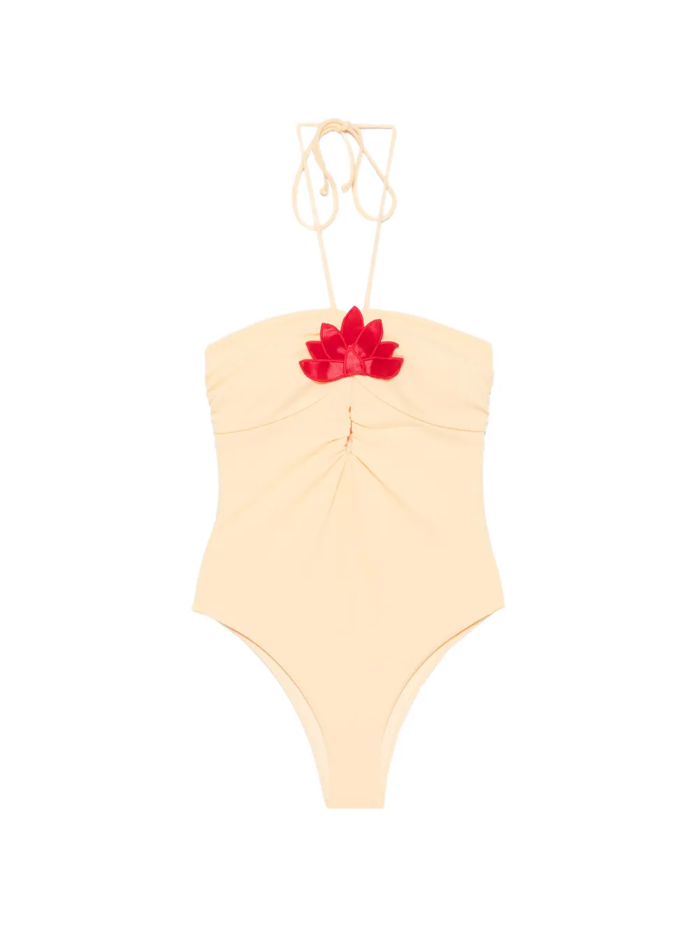 FARM Rio floral-applique halterneck swimsuit - Toni neutri