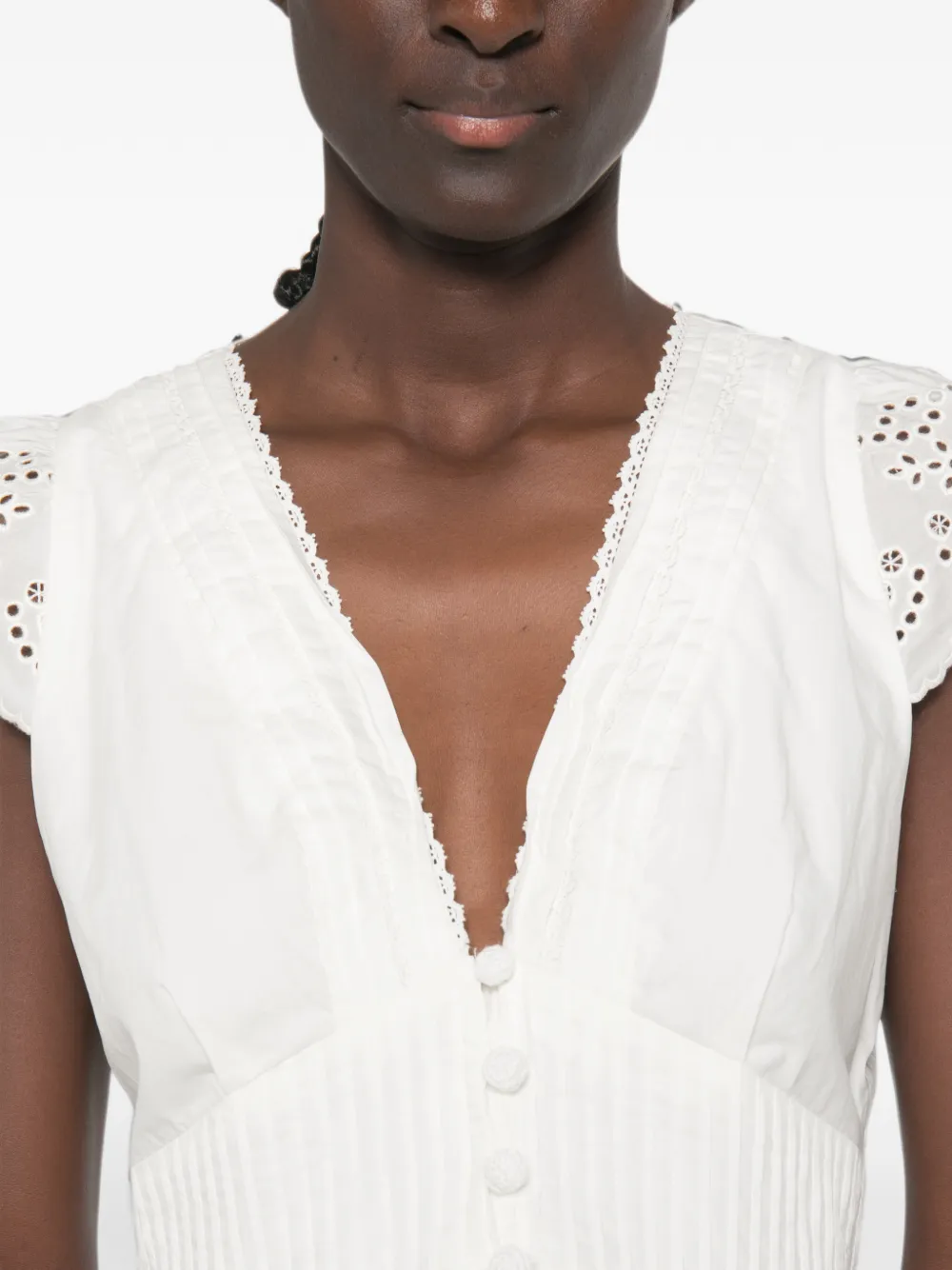 FARM Rio Gebroken witte blouse met borduurwerk en kant