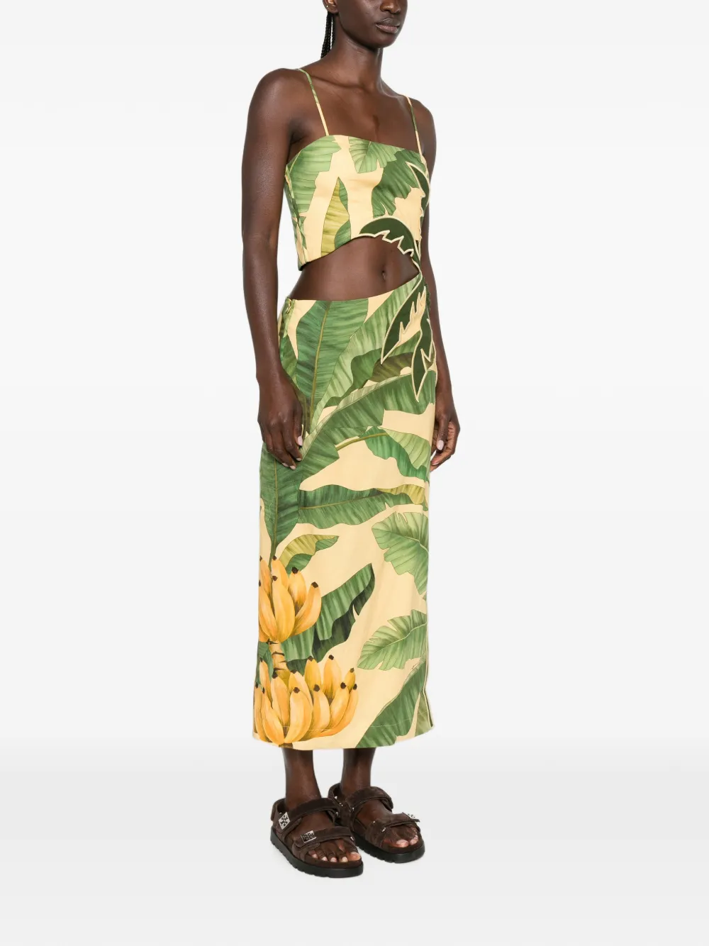 FARM Rio 3D maxi-jurk met print Geel