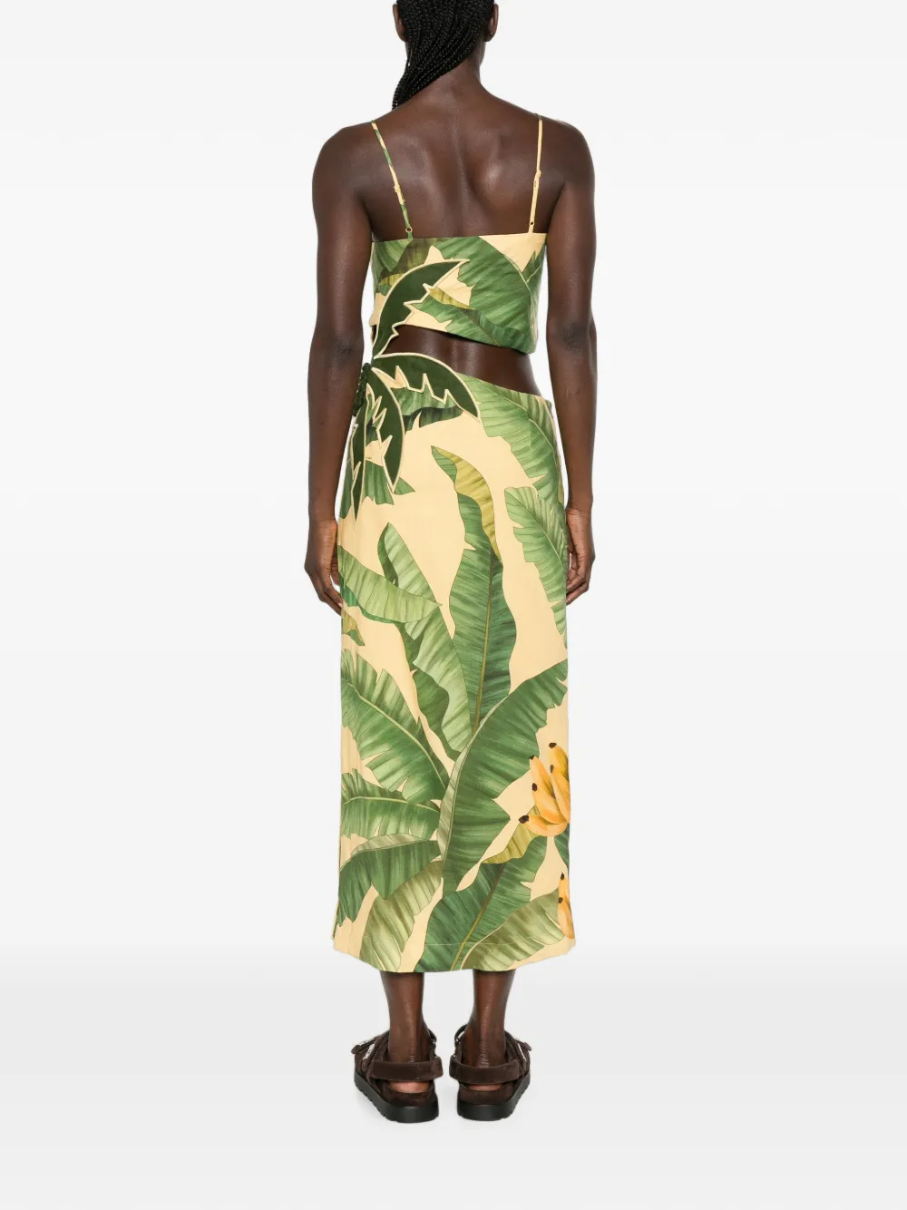 FARM Rio 3D maxi-jurk met print Geel