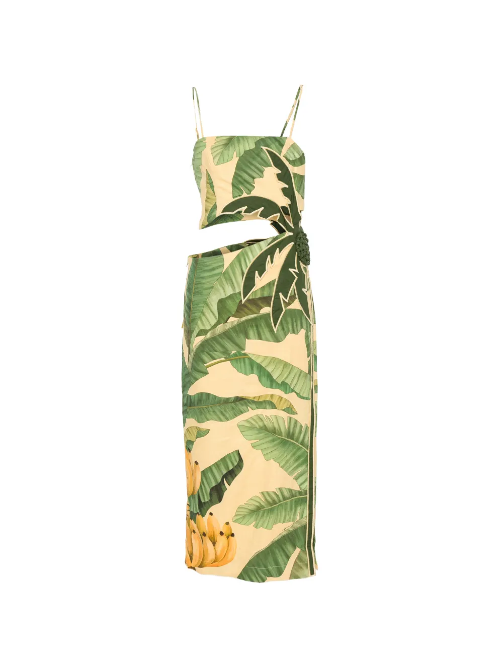 FARM Rio Fruit Banana Leaves cut-out midi dress - Giallo