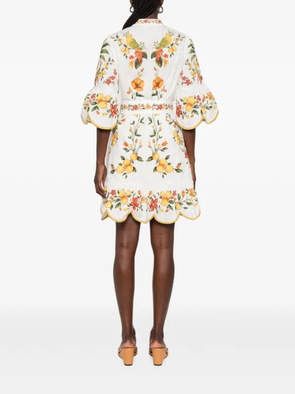 farm rio white mini dress White 3D Flower Bodice Mini Dress  FARM Rio