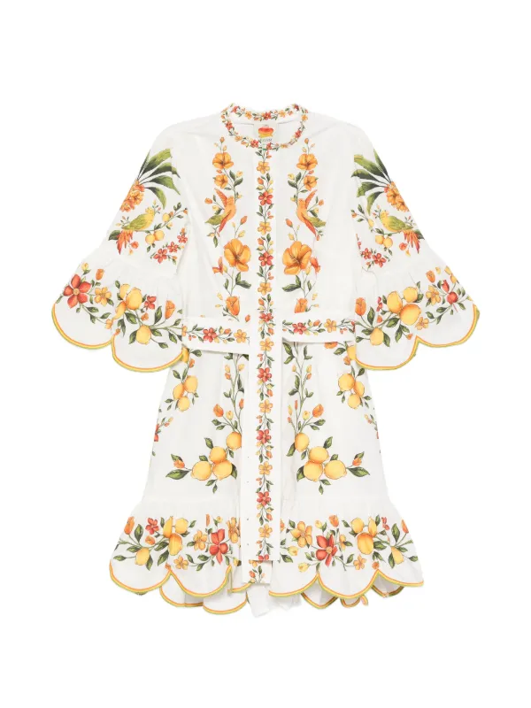 farm rio printed mini dress Off-White Delicate Forest Scarves Mini Dress  FARM Rio