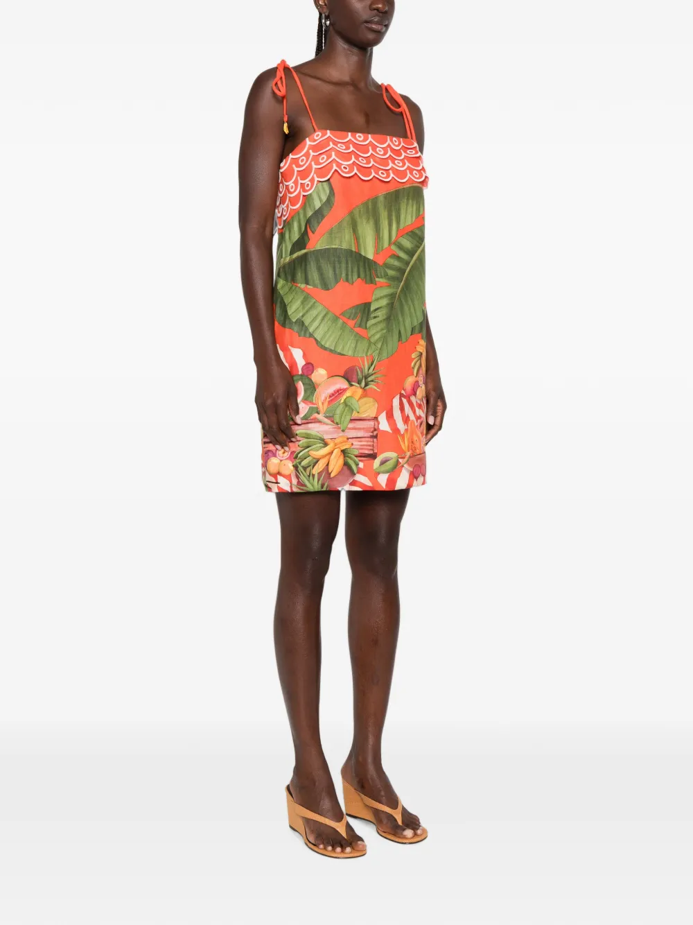 FARM Rio Red Fruit Trolley mini-jurk met kwastjes Oranje