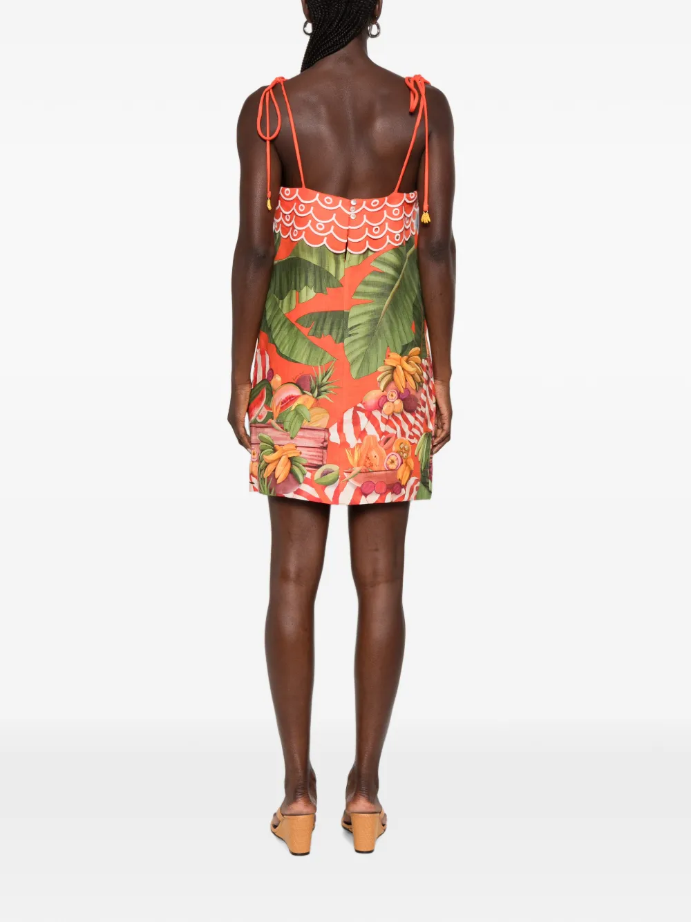 FARM Rio Red Fruit Trolley mini-jurk met kwastjes Oranje