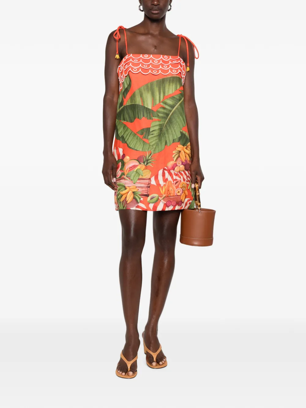 FARM Rio Red Fruit Trolley mini-jurk met kwastjes Oranje