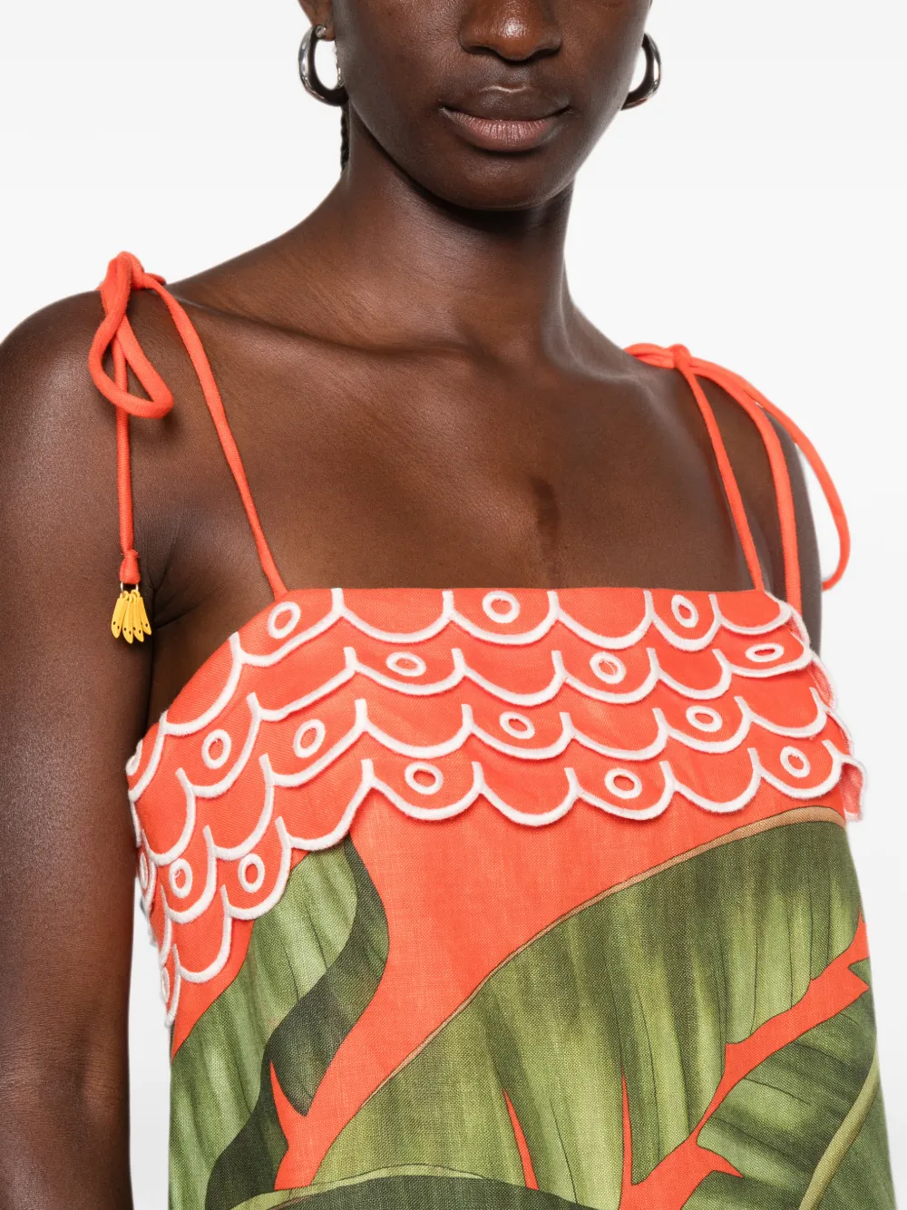 FARM Rio Red Fruit Trolley mini-jurk met kwastjes Oranje
