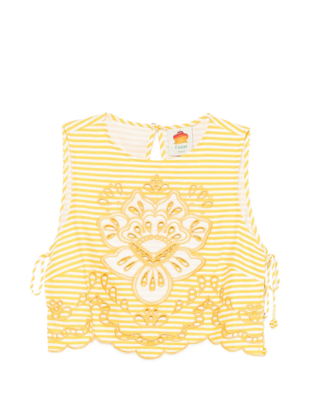 FARM Rio embroidered striped top - Giallo