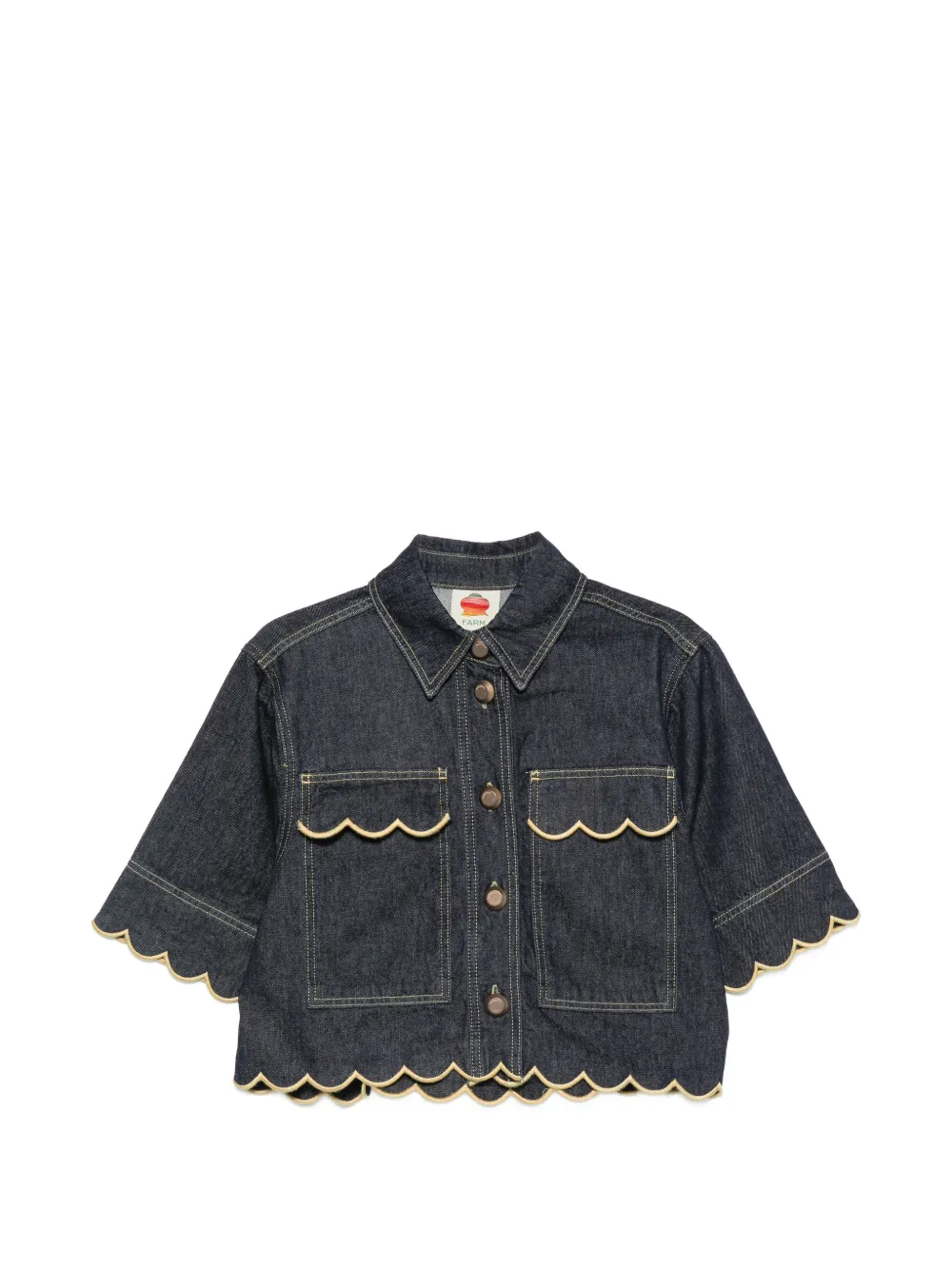 FARM Rio scallop-edge shirt - Blau