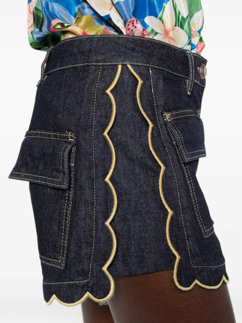 FARM Rio Denim shorts met golvende zoom en zakken Blauw