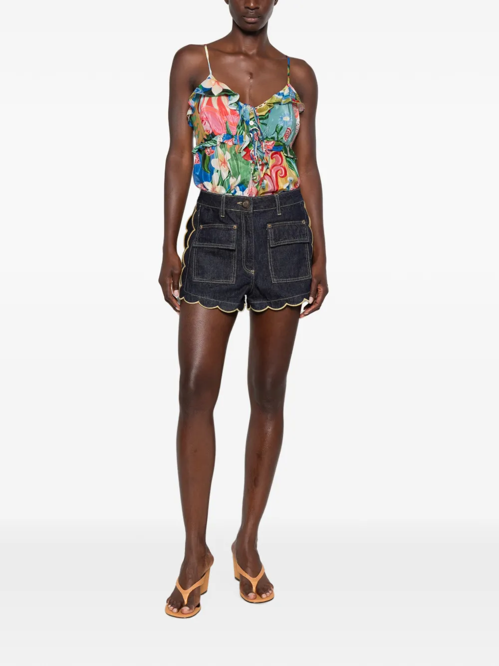 FARM Rio Denim shorts met golvende zoom en zakken Blauw