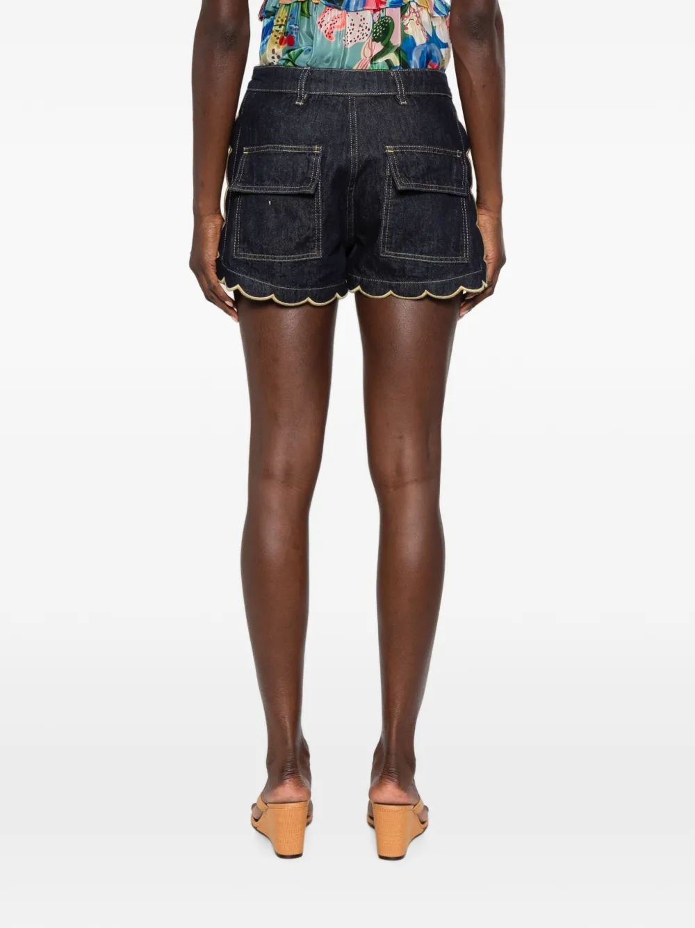 FARM Rio Denim shorts met golvende zoom en zakken Blauw