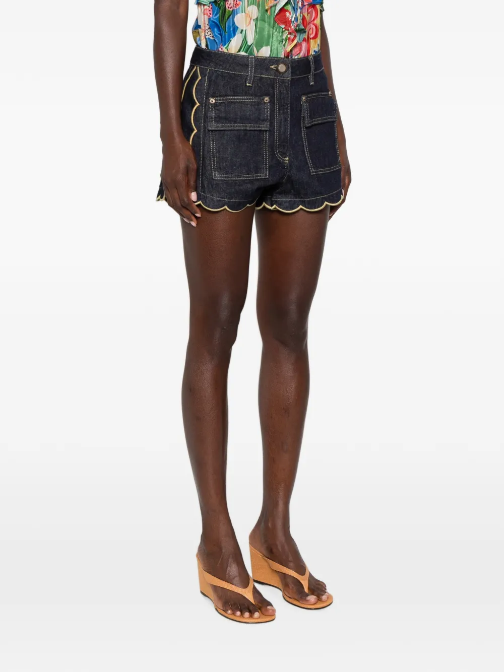 FARM Rio Denim shorts met golvende zoom en zakken Blauw