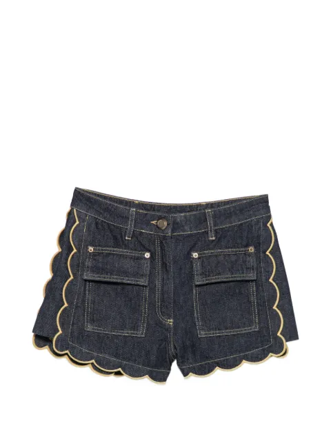 FARM Rio scalloped-edge pleated shorts