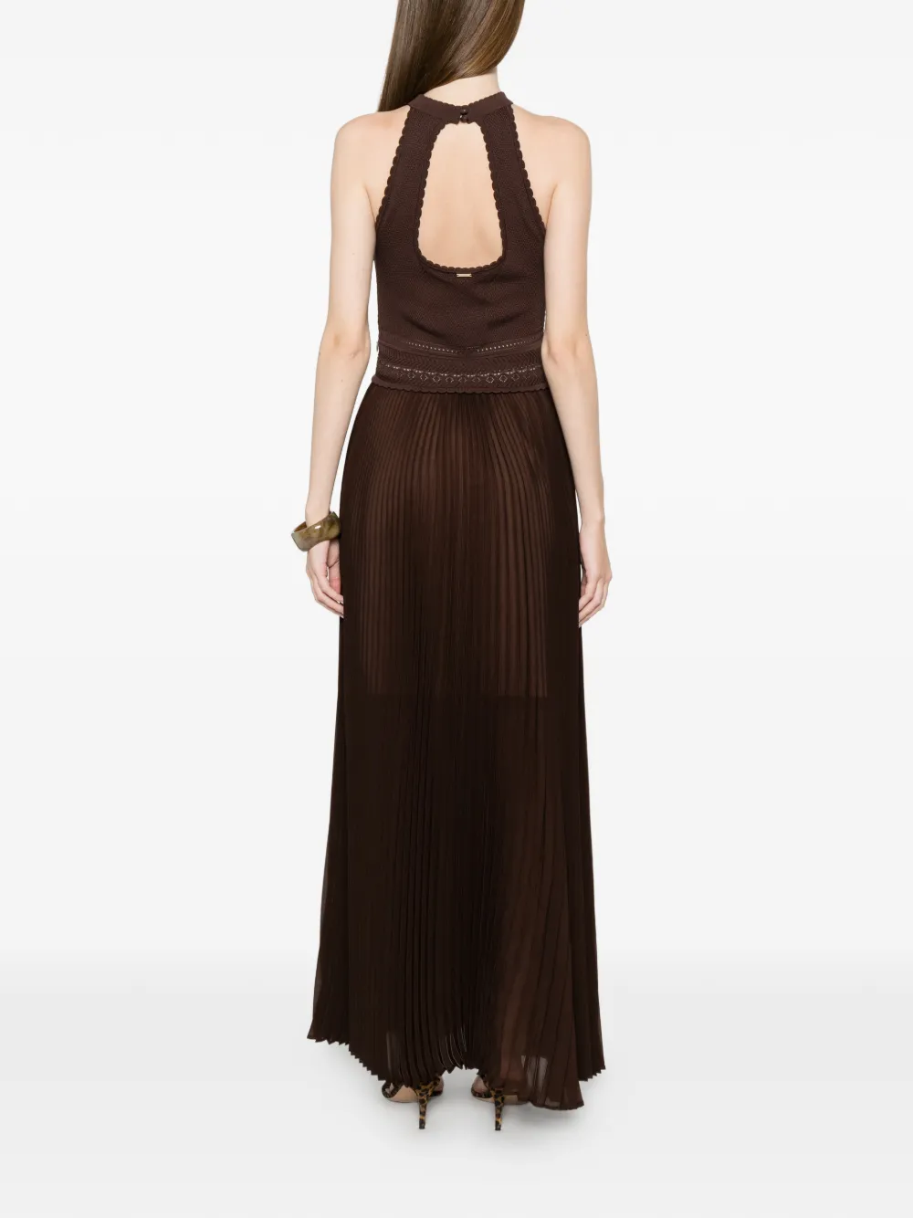 TWINSET Gehaakte geplooide maxi-jurk Bruin