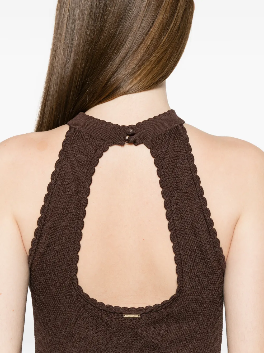 TWINSET Gehaakte geplooide maxi-jurk Bruin