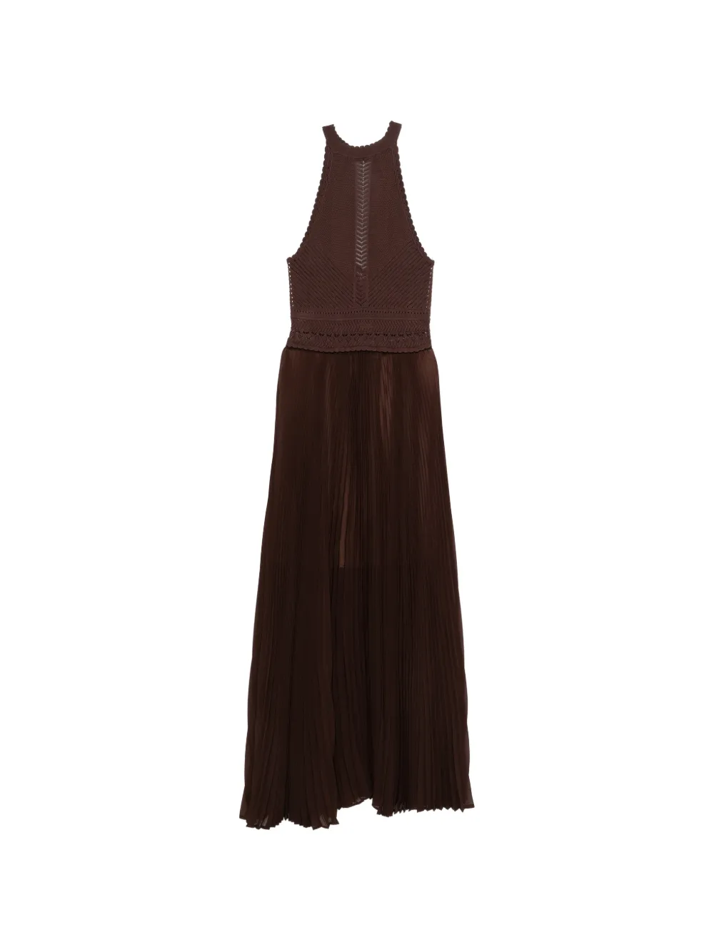 TWINSET crochet pleated maxi dress - Marrone
