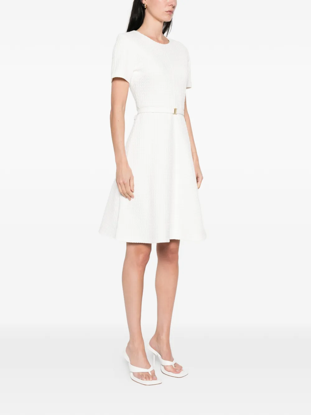  Marccain Belted A-line Mini Dress - White 