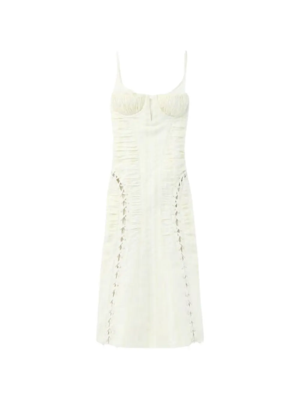 Alexander McQueen lace-up ruched midi dress - Nude