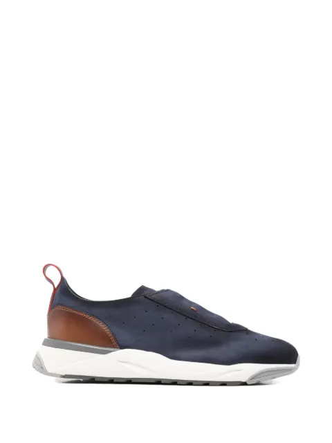 Santoni suede panelled sneakers
