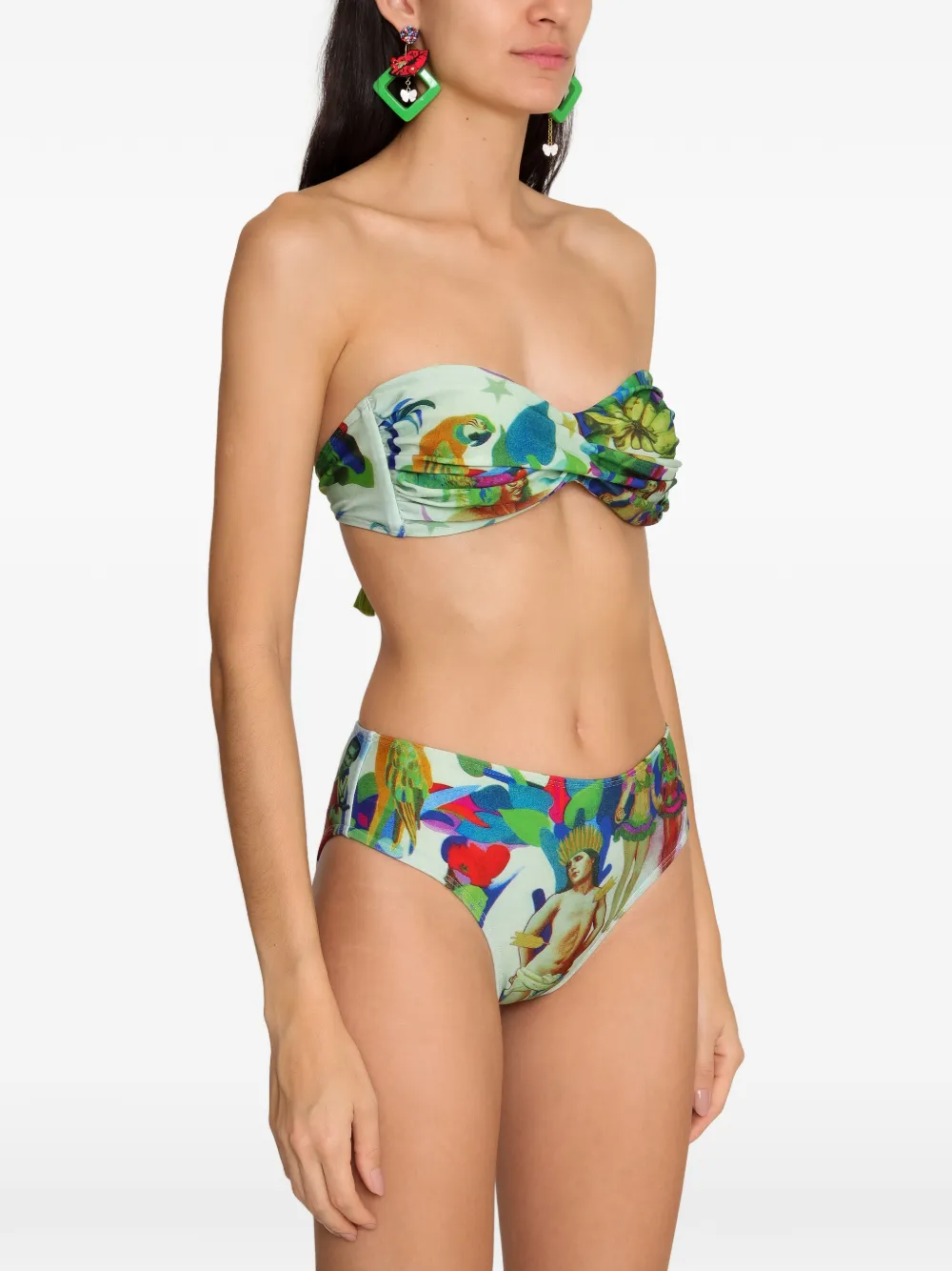 Amir Slama Bikini met print en strik Groen