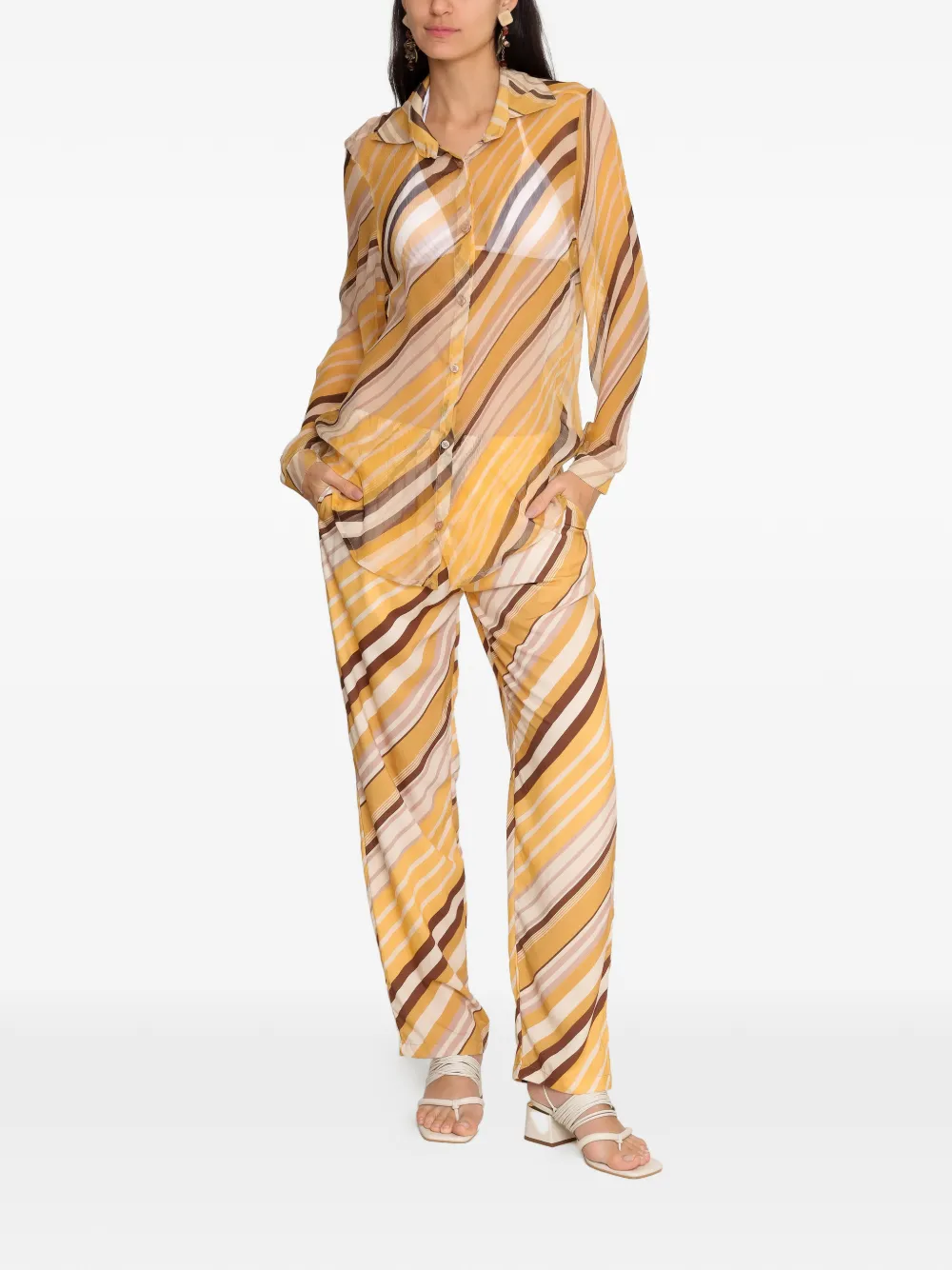  Amir Slama Striped Buttoned Shirt - Yellow 