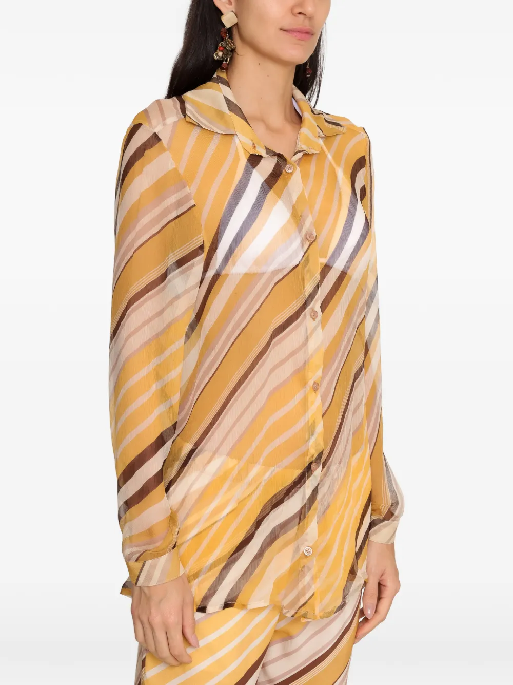  Amir Slama Striped Buttoned Shirt - Yellow 