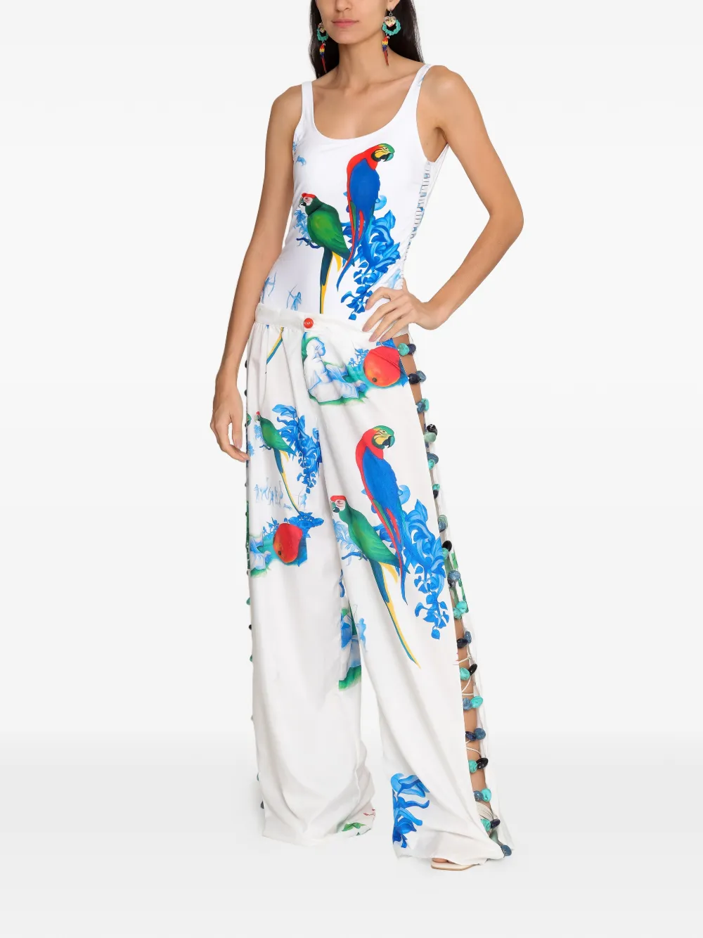 Amir Slama Broek met print Wit