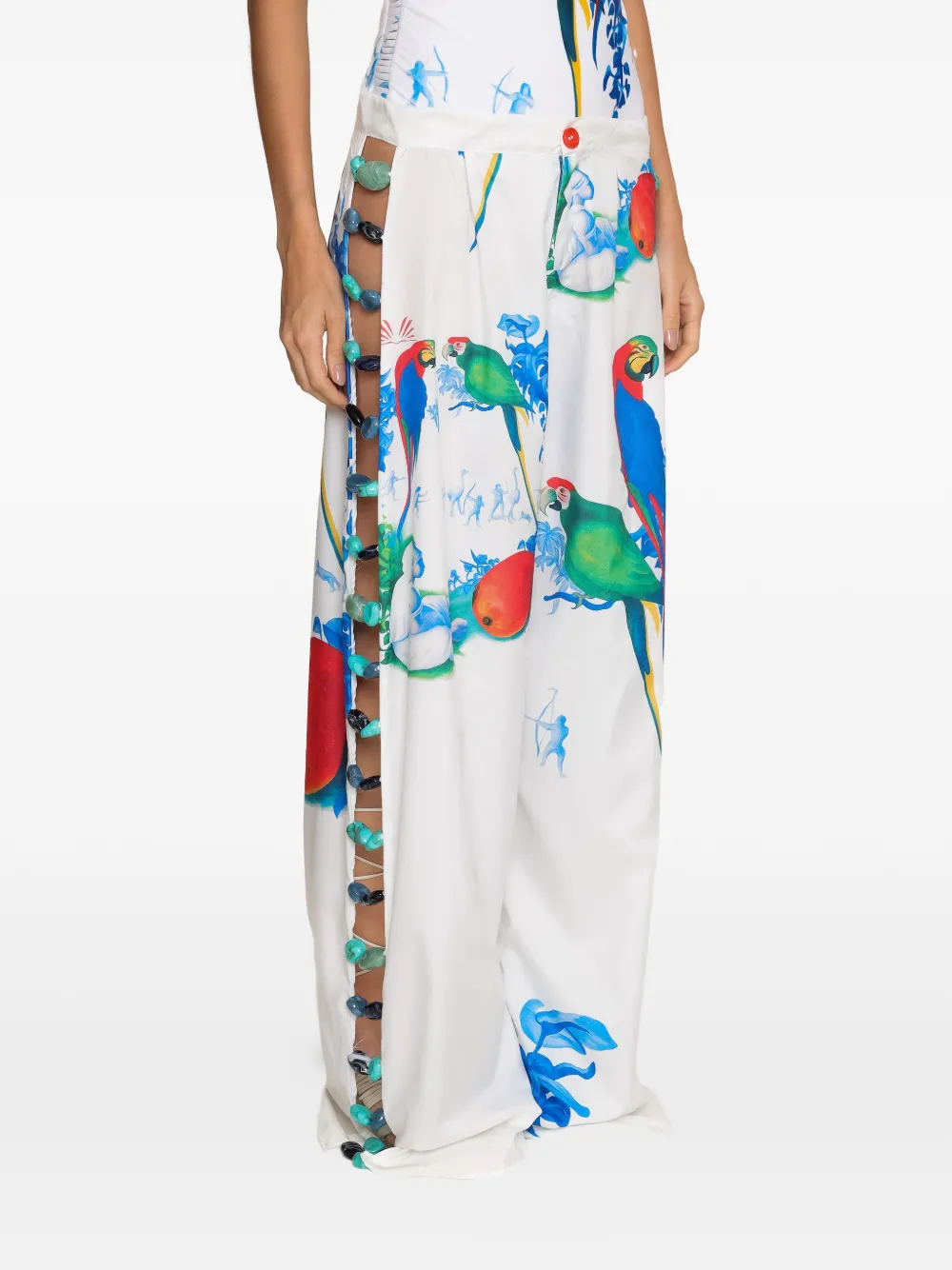 Amir Slama Broek met print Wit