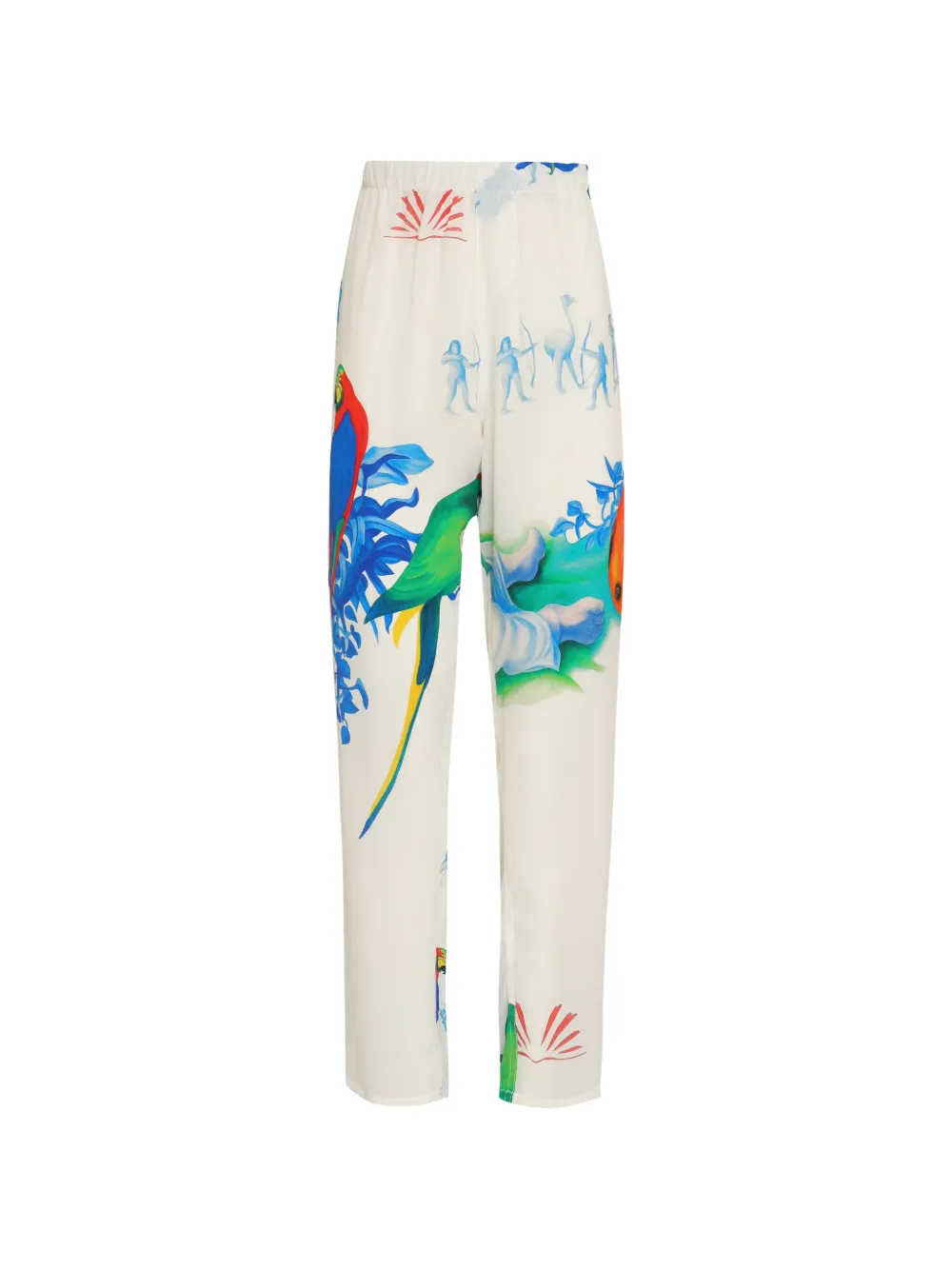 Amir Slama bird-print trousers - Bianco