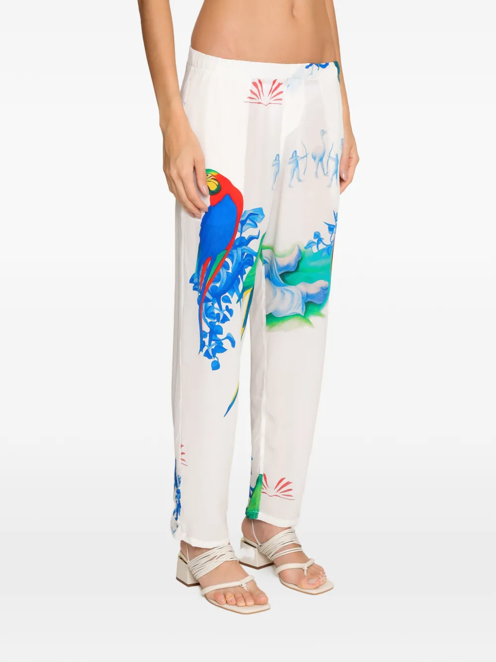  Amir Slama Bird-print Trousers - White 