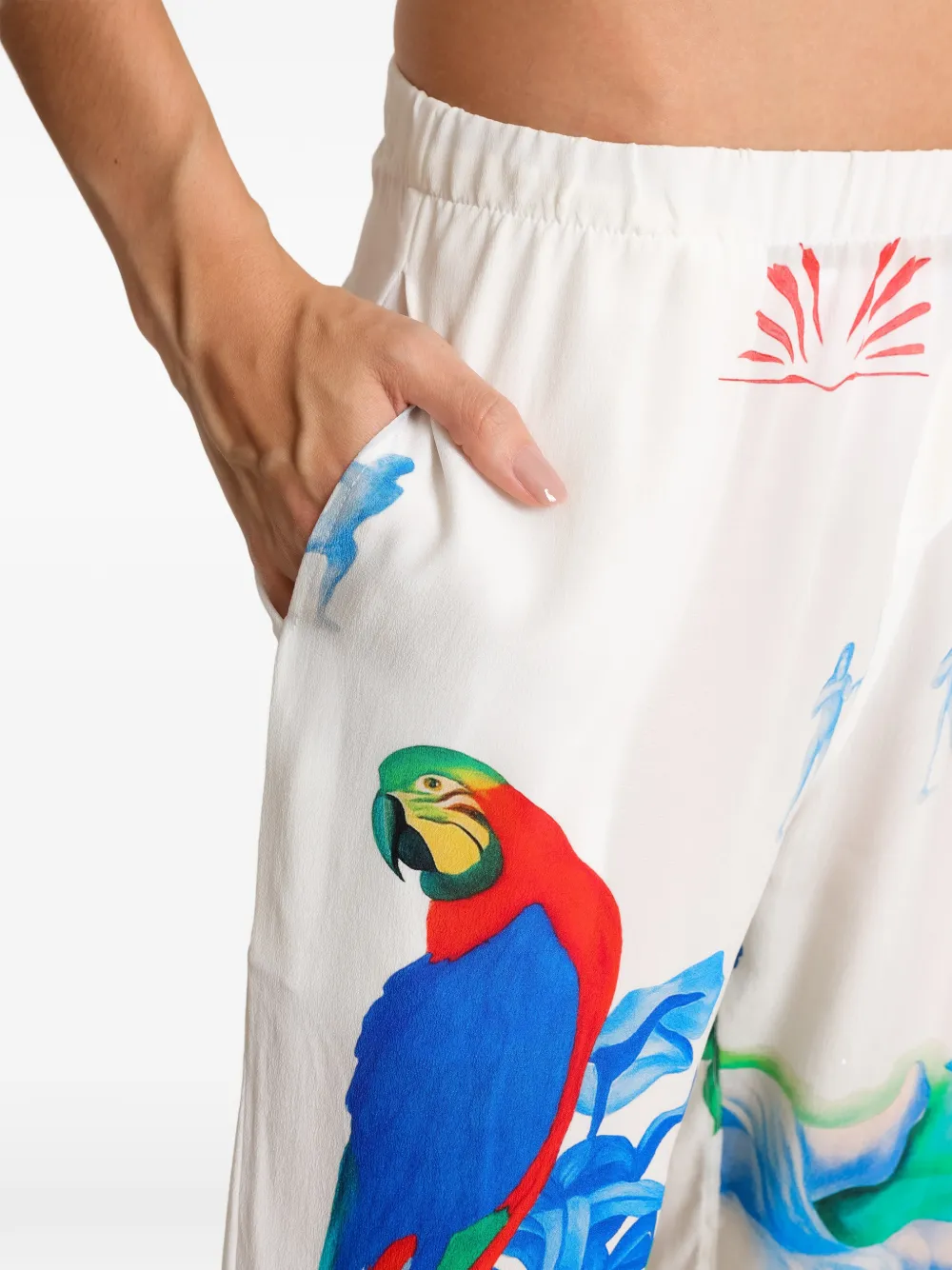 Amir Slama Broek met vogelprint Wit