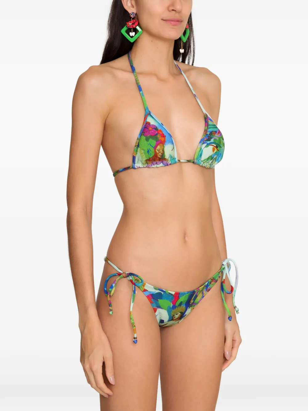 Amir Slama Bikini met strikprint Blauw