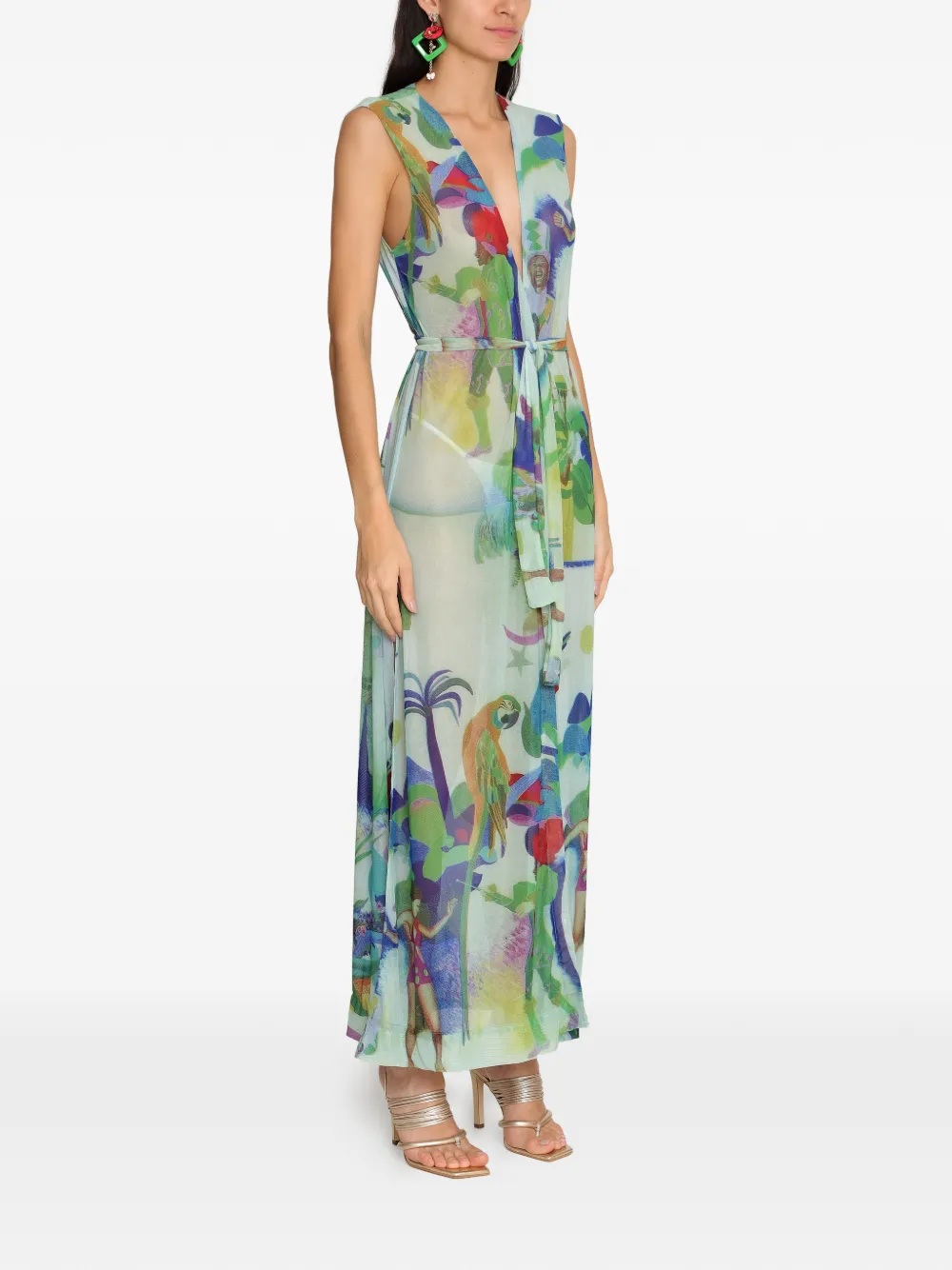  Amir Slama Print Maxi Dress - Green 
