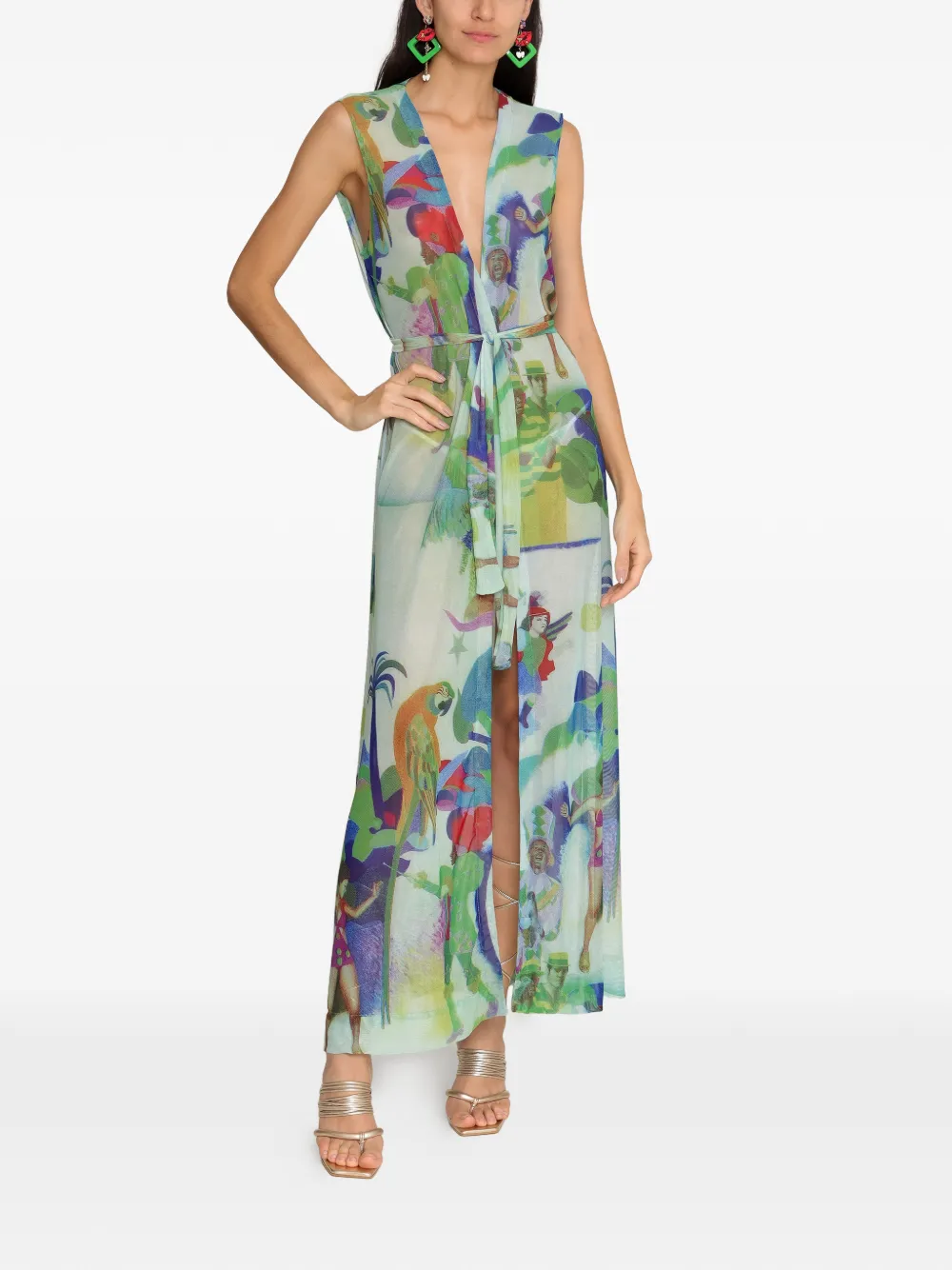  Amir Slama Print Maxi Dress - Green 