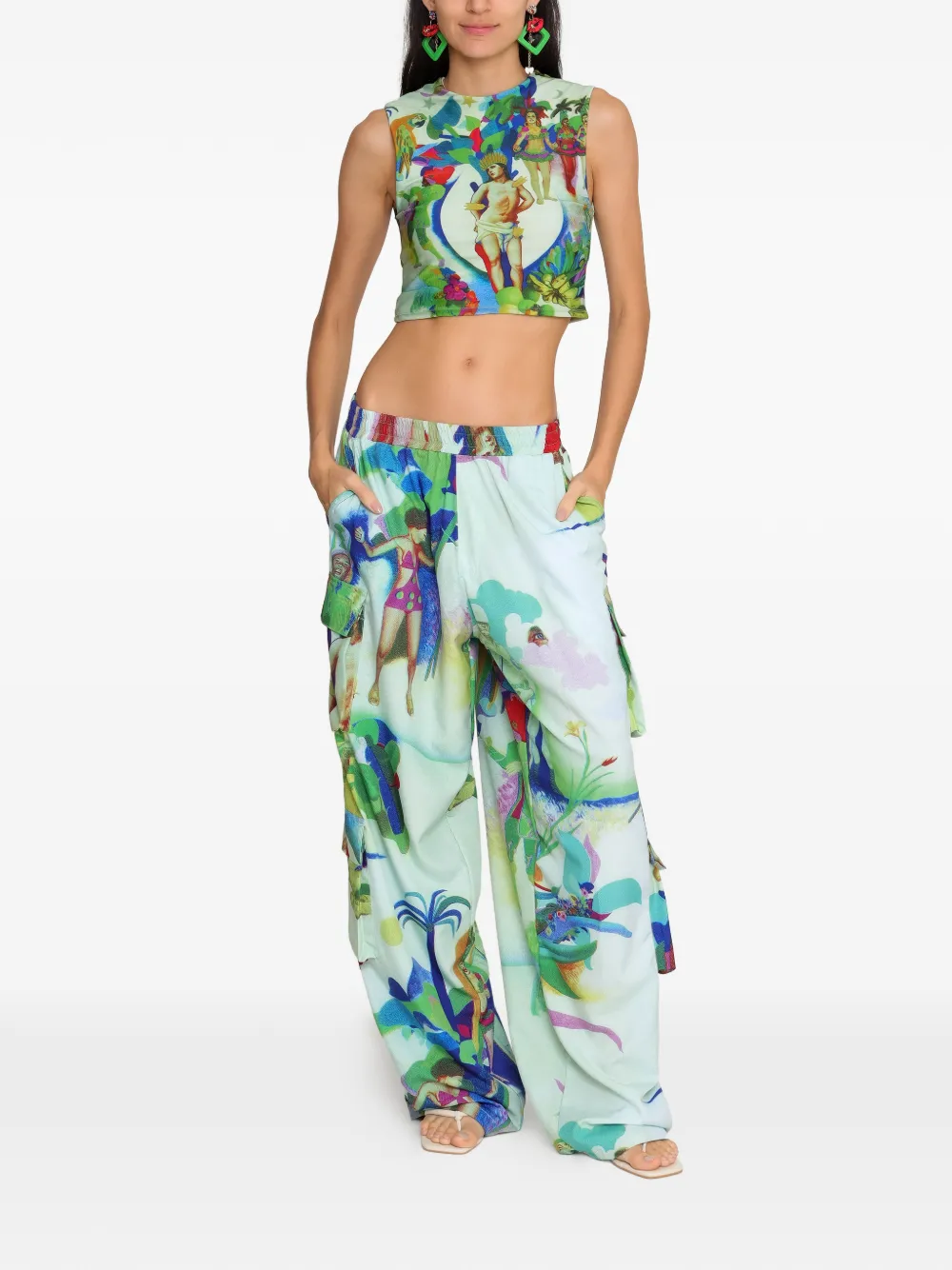  Amir Slama Sleeveless Printed Top - Green 