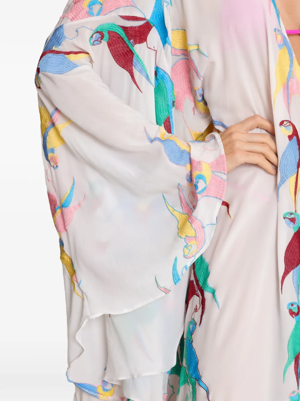 Amir Slama Maxi-jurk met papegaaiprint Wit