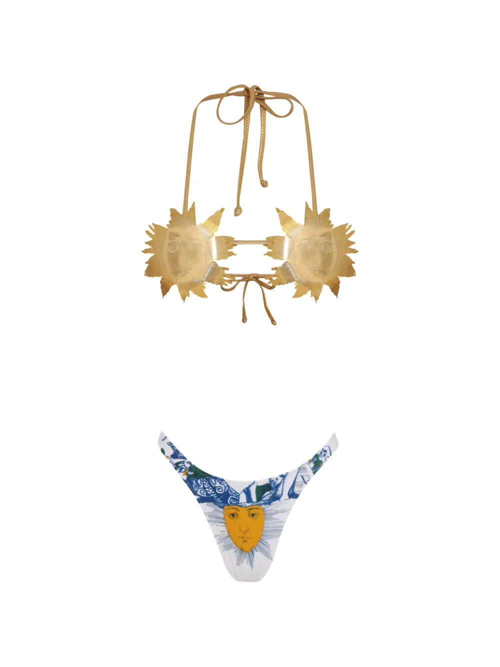 Amir Slama sun-appliqué printed bikini - Bianco