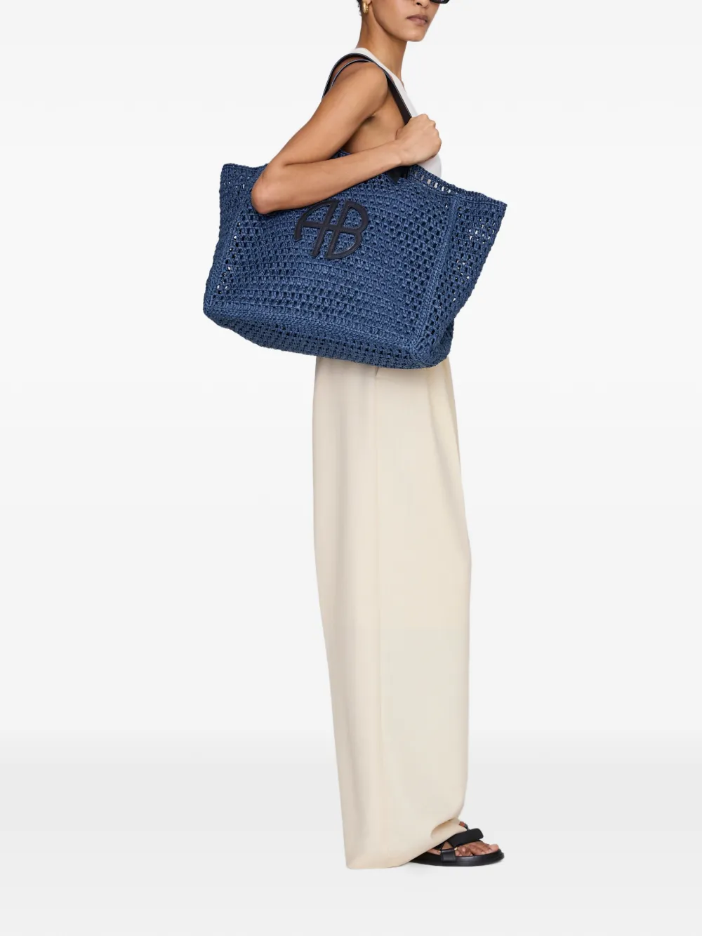 ANINE BING Rio shopper met logo applicatie Blauw
