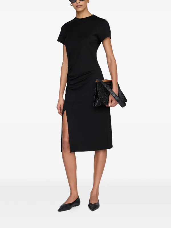 anine bing tabitha dress black Saloni Tabitha Embellished Metallic Velvet Midi Dress - Women - Black Dresses