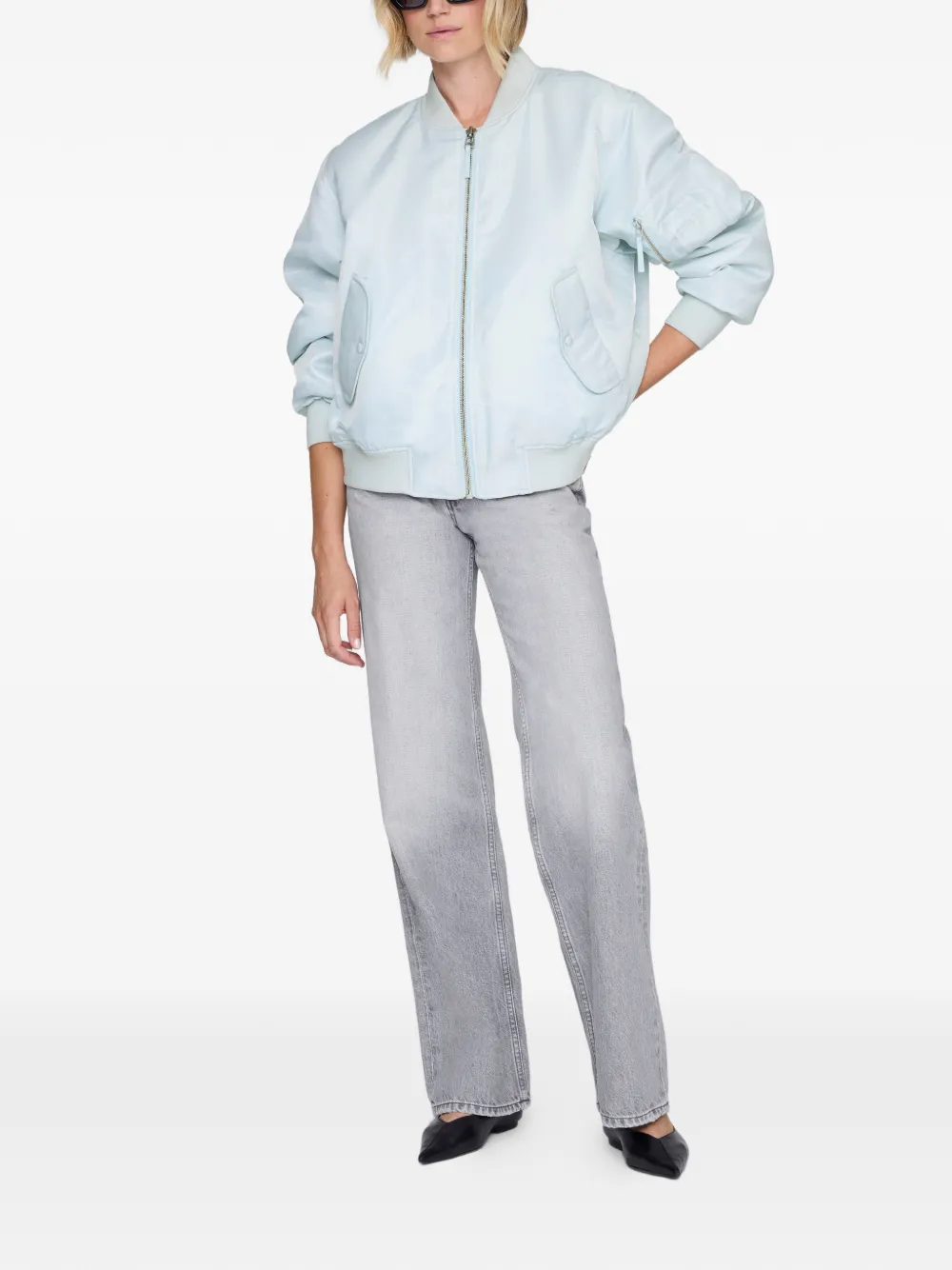  Anine Bing Leon Zipped Bomber Jacket - Green 