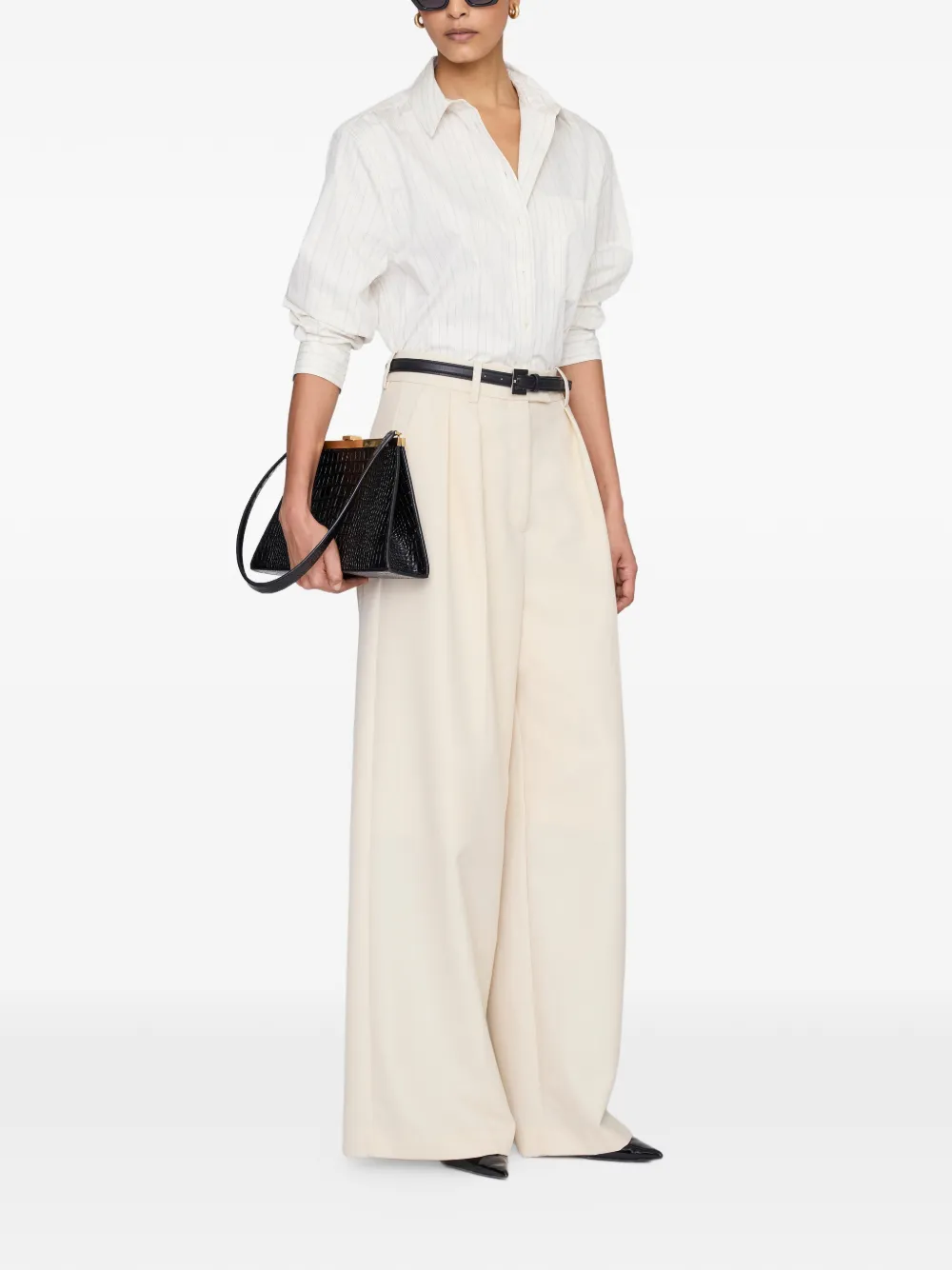 ANINE BING Essie blouse met krijtstreep Beige