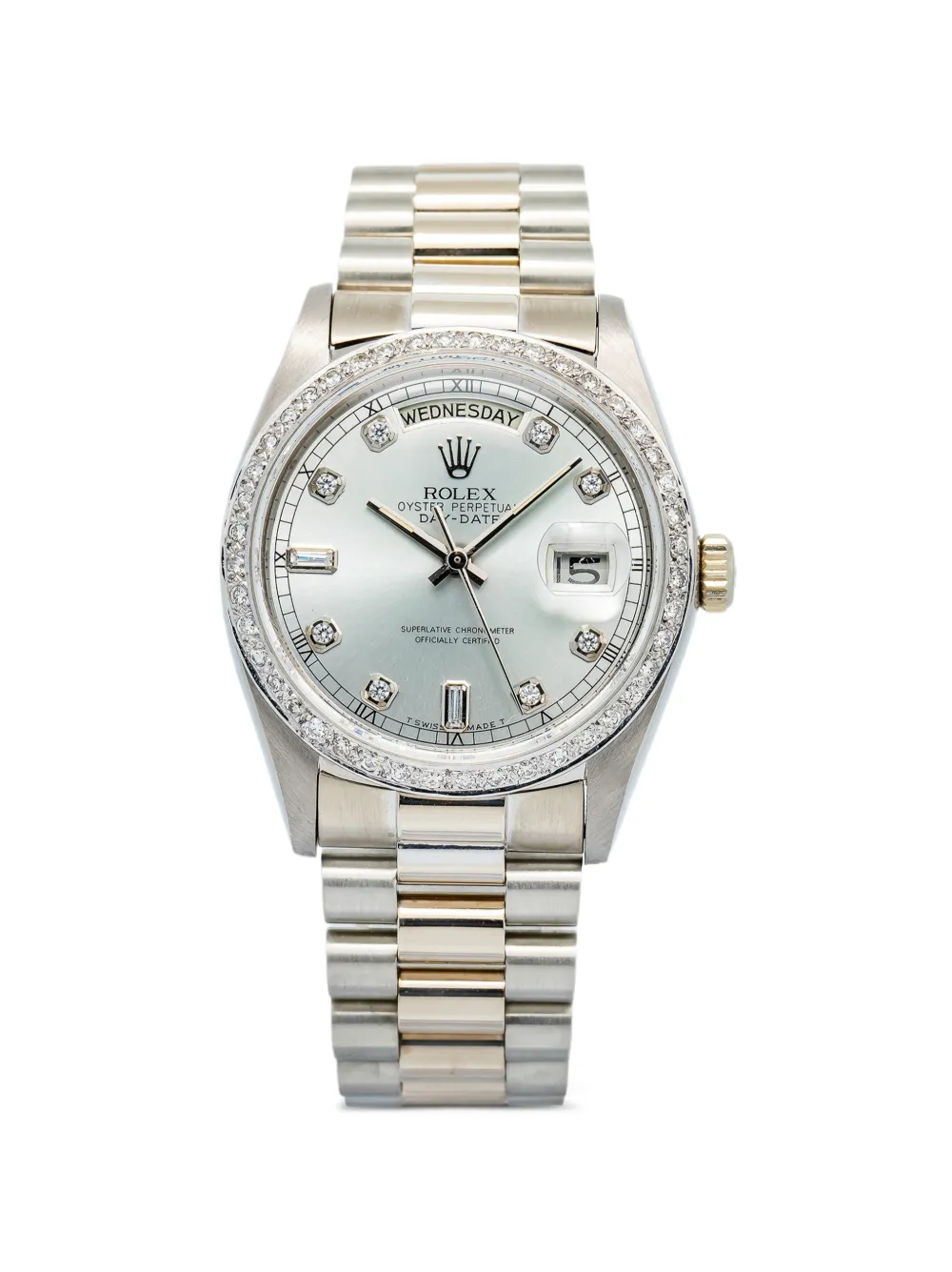 Rolex Orologio Day-Date con diamanti 36mm - Argento