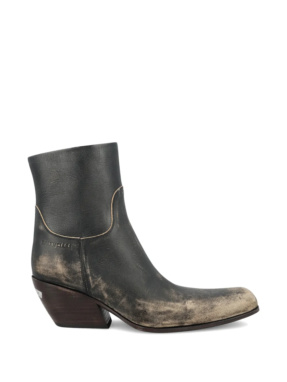Balenciaga Memphis distressed calf-length cowboy boots - Nero