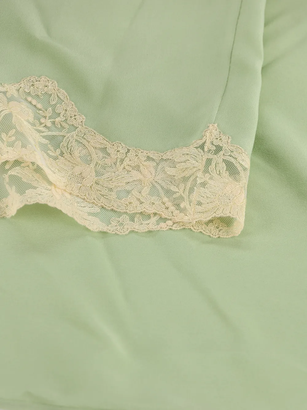  Saint Laurent Lace Trim Midi Skirt - Green 
